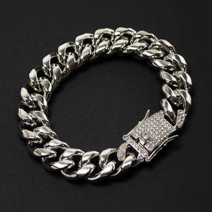 CUBAN LINK THICK DIAMOND BRACELET