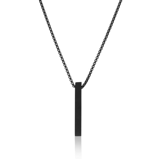 STAINLESS BLACK BAR NECKLACE