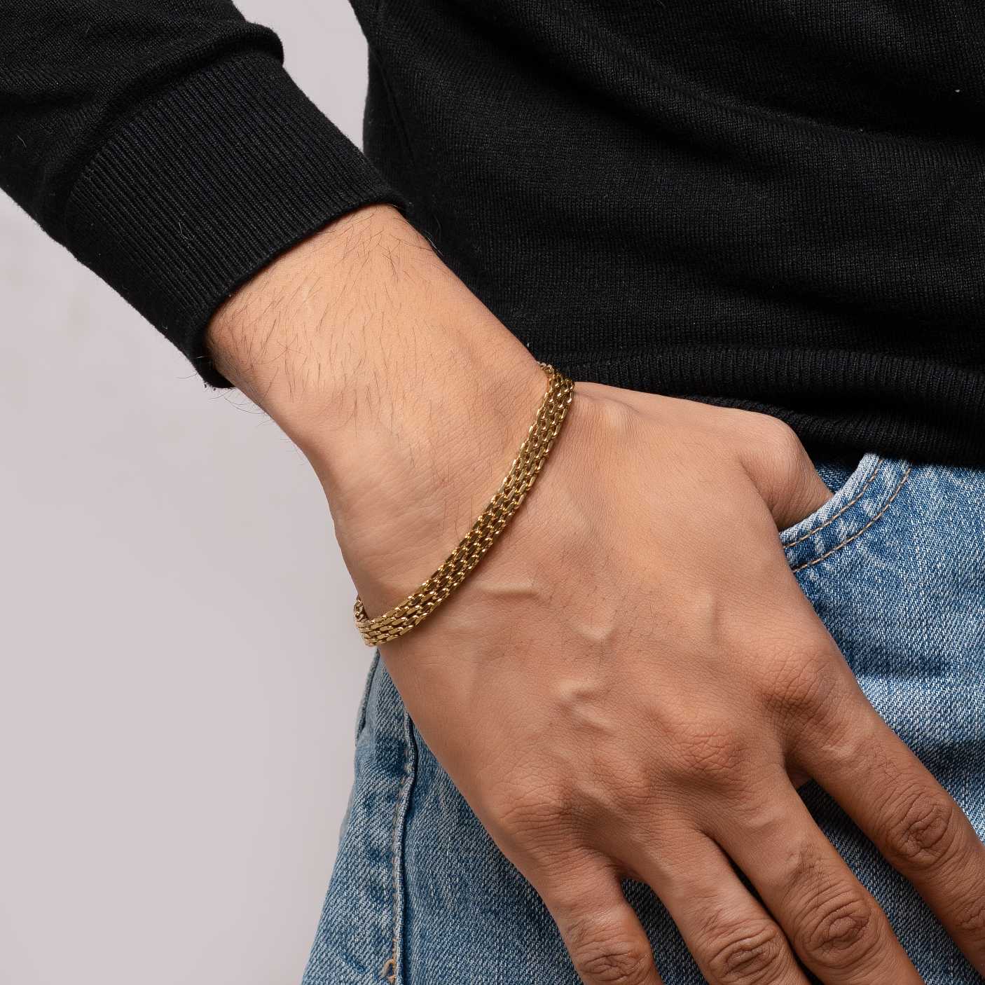 Triple Link 18K Gold Plated Bracelet